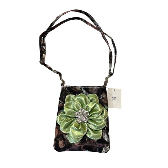Unbranded Handbags - Small Camouflage Purse NEW Green Flower Jewel